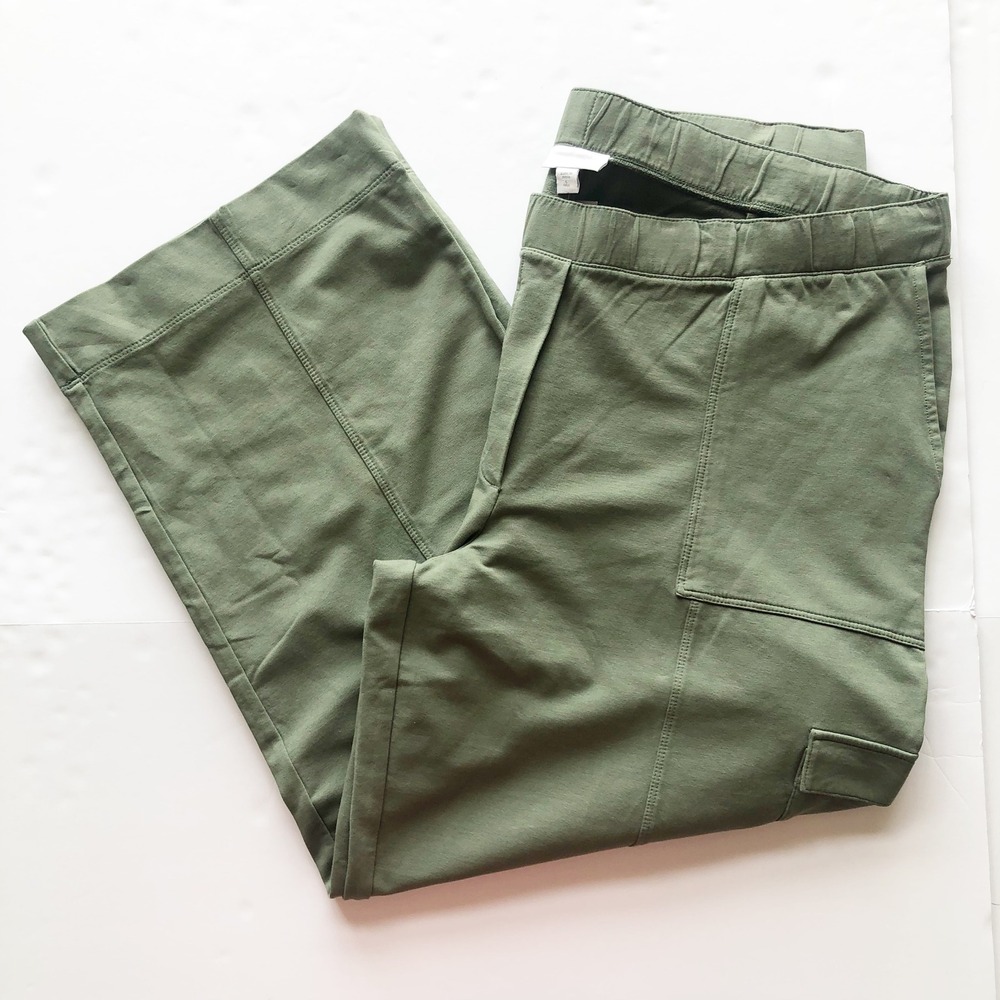J. Jill Pants Womens Large Tall NWT Cargo Wide Leg Pants Green Peat Moss Sweats